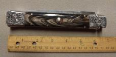 12" Picklock Switchblade with Damascus Blade and Buffalo horn handles.
