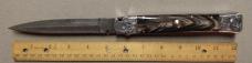 12" Picklock Switchblade with Damascus Blade and Buffalo horn handles.