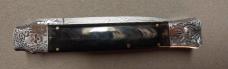 12" Picklock Switchblade with Damascus Blade and Buffalo horn handles.