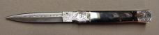 12" Picklock Switchblade with Damascus Blade and Buffalo horn handles.