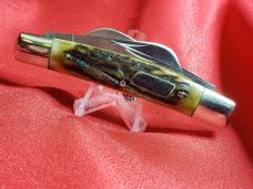 First Production Run Seki Japan Made Stag 4 Blade Congress Knife for Coleman. Excellent Used Cond..