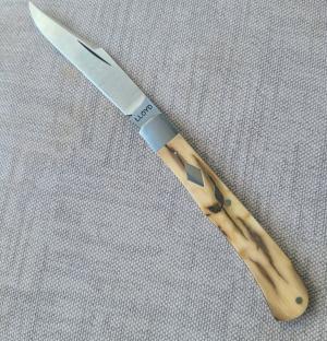 John Lloyd Mammoth Ivory Slimline Trapper...4.25" closed...52100 steel..SS bolsters and shield..slip