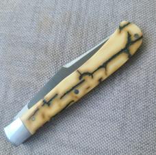 John Lloyd Mammoth Ivory Slimline Trapper...4.25" closed...52100 steel..SS bolsters and shield..slip