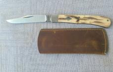 John Lloyd Mammoth Ivory Slimline Trapper...4.25" closed...52100 steel..SS bolsters and shield..slip