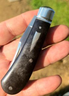 Pablo Castellani Trap..14C28N stainless steel..Vintage Rag Micarta scales...3 5/8" cld...coa.pouch