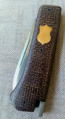 Vincenzo Balistreri Little Bad Boy Shadow Taillock..Brass shield..Canvas Micarta...Rwl34..coa/pouch 