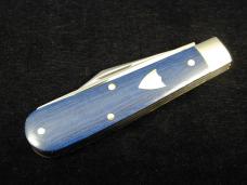Great Eastern Cutlery GEC Smooth Blue Linen Micarta Horse Rancher Knife 391224 NIT Made In USA