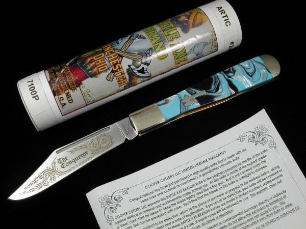 Battle Axe Brand 2021 Artic Acrylic 1st Year Hunter Knife #2 of 6 Cooper Cutlery 7100P USA Made