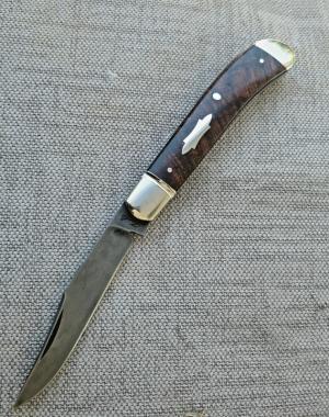 Bobby Toole Ironwood Slimline Trapper..A2..Fluted bolsters&caps...3.75" closed..New...pouch and coa.