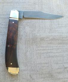 Bobby Toole Ironwood Slimline Trapper..A2..Fluted bolsters&caps...3.75" closed..New...pouch and coa.