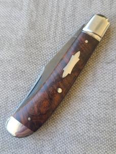 Bobby Toole Ironwood Slimline Trapper..A2..Fluted bolsters&caps...3.75" closed..New...pouch and coa.