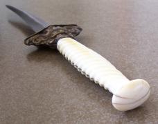 Small antique unmarked (French ??) DAGGER with spiral carved Ivory handle