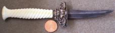 Small antique unmarked (French ??) DAGGER with spiral carved Ivory handle