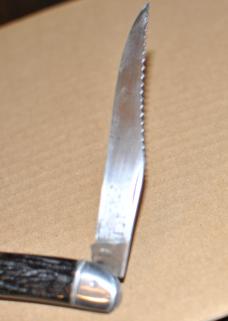 Utica Fish Knife Rough Black 5" Closed Factory Tight 1 Blade Steel Hardware Brass Pins