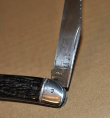 Utica Fish Knife Rough Black 5" Closed Factory Tight 1 Blade Steel Hardware Brass Pins