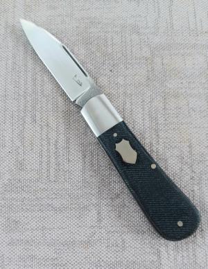 K'roo Danny Boy Swayback Prototype..Denim Micarta...N690 with brut de force..3.75" closed...coa/slip