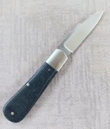 K'roo Danny Boy Swayback Prototype..Denim Micarta...N690 with brut de force..3.75" closed...coa/slip