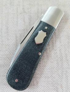K'roo Danny Boy Swayback Prototype..Denim Micarta...N690 with brut de force..3.75" closed...coa/slip