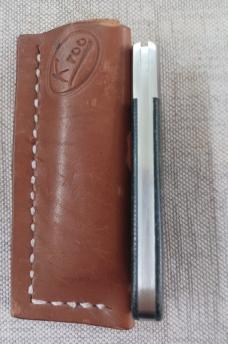 K'roo Danny Boy Swayback Prototype..Denim Micarta...N690 with brut de force..3.75" closed...coa/slip