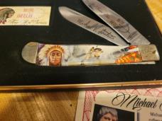 Hen and rooster Michael prater knife , Native American 