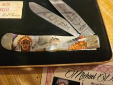 Hen and rooster Michael prater knife , Native American 