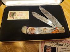 Hen and rooster Michael prater knife , Native American 