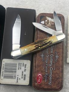 Case XX / C. Platts' Sons Cutlery Co 2005 #06369 3 Blade Whittler With Stag Handles New In Box