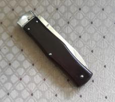 Mikov Predator Wood handle leverlock w/ leather sheath Excellent!