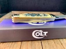 Colt Split Backspring Whittler Black Bone Stag