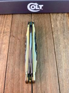 Colt Split Backspring Whittler Black Bone Stag