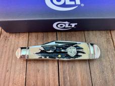 Colt Split Backspring Whittler Black Bone Stag