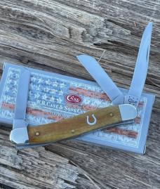 CASE XX ** SFO 2014 SMOOTH BONE ANTIQUE HORSESHOE SHIELD 18 PATTERN STOCKMAN