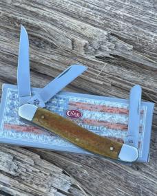 CASE XX ** SFO 2014 SMOOTH BONE ANTIQUE HORSESHOE SHIELD 18 PATTERN STOCKMAN