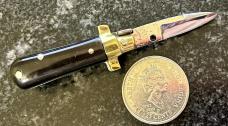 Jeremy Kreis (JTK) Custom Miniature Frosolone Switchblade, Beautiful Dark Horn, Unused