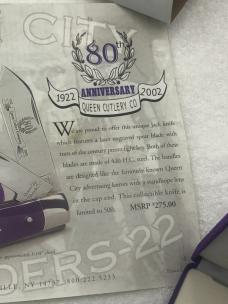Queen City Cutlery Co Limited Edition 80Th Anniversary 1922-2022 2 Blade Jack Only 500 Made