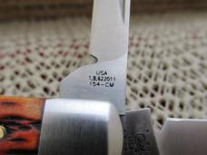 Case XX 2011 Tony Bose 1 of 300 Peach Seed jigged Antique Bone Coffin Jack Pattern # TB622011  154CM