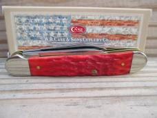 Case XX Copperhead   Red Jigged Peach Seed Bone Handles 