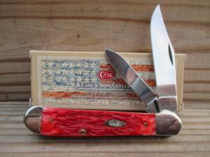 Case XX Copperhead   Red Jigged Peach Seed Bone Handles 