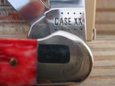 Case XX Copperhead   Red Jigged Peach Seed Bone Handles 