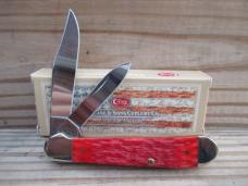Case XX Copperhead   Red Jigged Peach Seed Bone Handles 