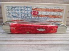 Case XX Copperhead   Red Jigged Peach Seed Bone Handles 