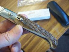 A.G.A. Campolin Pattada Scarce Italian Automatic Genuine Stag/Antler UNUSED W/Pouch & Box