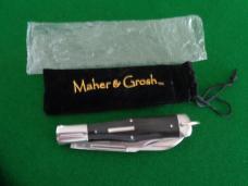 RARE MAHER & GROSH General Custers Favorite Razor Steel Large Two Blade Folding Hunter Ebony Scales
