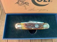 Colt Knives Railsplitter Amber Carved Stag Bone 