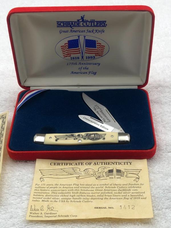 Schrade Cutlery 175th Anniversary of The American Flag 1818-1993 Jack Knife