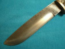 CUSTOM COWHAWK FORGE MOKUME BLACK KING FILE HUNTING SKINNING FIXED BLADE BOWIE KNIFE KNIVES SHEATH