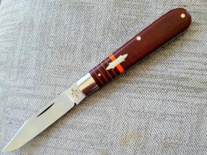 T A Davison Striper Clip Straight Jack.4".Chili Pepper Micarta.Cpm154..coinedged liner liners..#2363