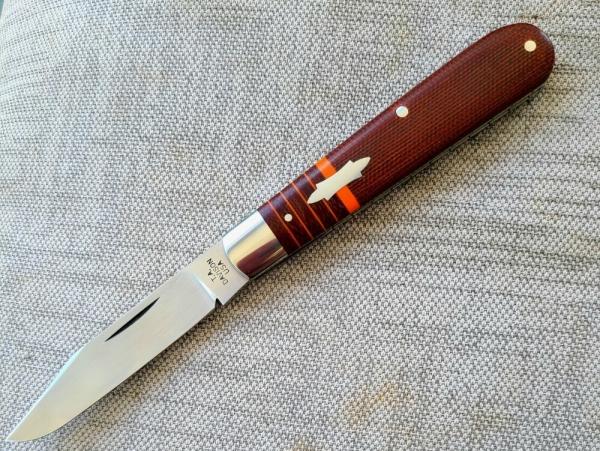 T A Davison Striper Clip Straight Jack.4".Chili Pepper Micarta.Cpm154..coinedged liner liners..#2363