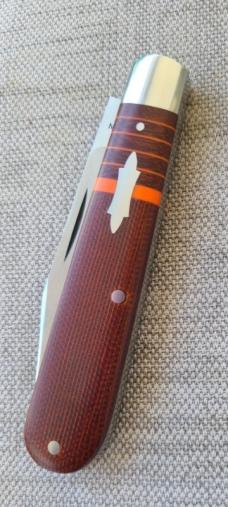 T A Davison Striper Clip Straight Jack.4".Chili Pepper Micarta.Cpm154..coinedged liner liners..#2363