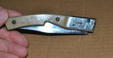 Switchblade Looks Russian 5" Closed Heavy Steel frame Big Thud Out Hand Mad Screws Button Spring Act